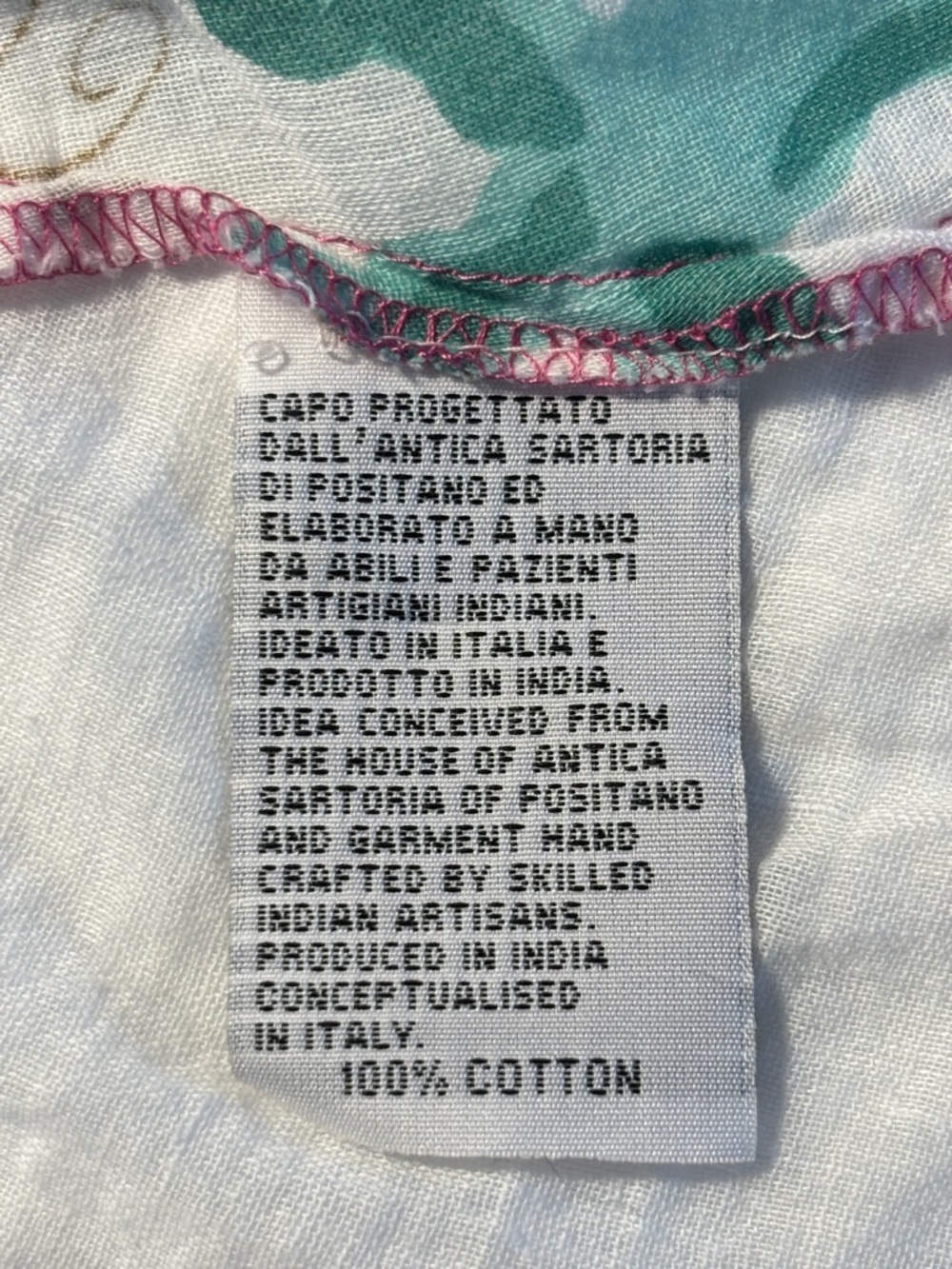 Antica Sartoria Floral Boho Tunic Top Bell Sleeve Cotton White Small - Picture 8 of 12